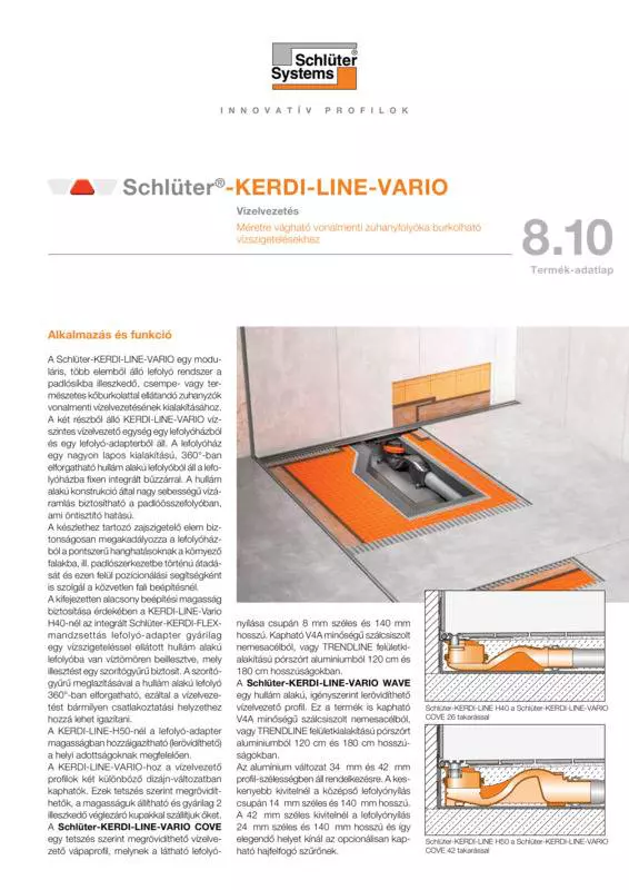 Schlüter-KERDI-LINE-VARIO | Termék adatlap 8.10