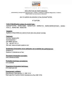 Schlüter-DITRA DoP-009 - Déclaration de performances
