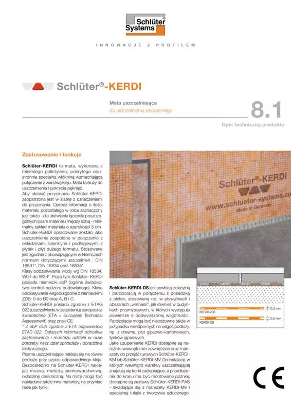 Schlüter-KERDI | Opis techniczny produktu 8.1