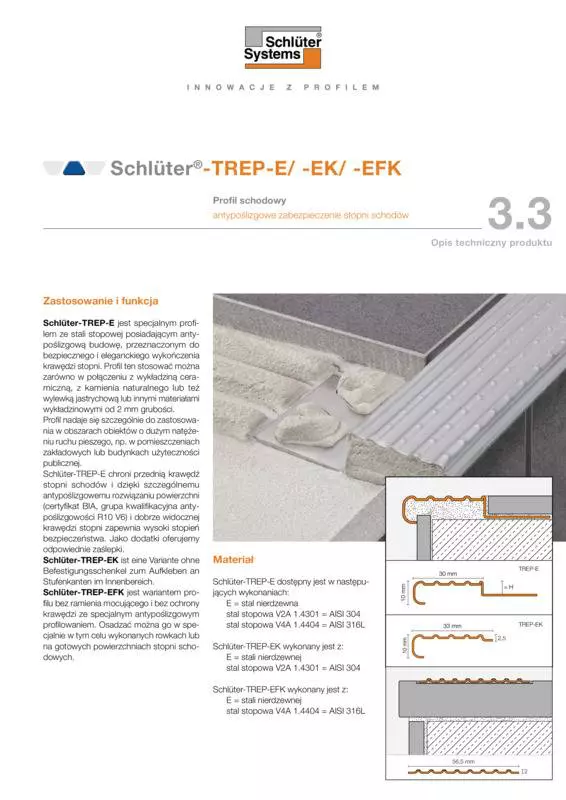 Schlüter-TREP-E /-EK /-EFK | Opis techniczny produktu 3.3