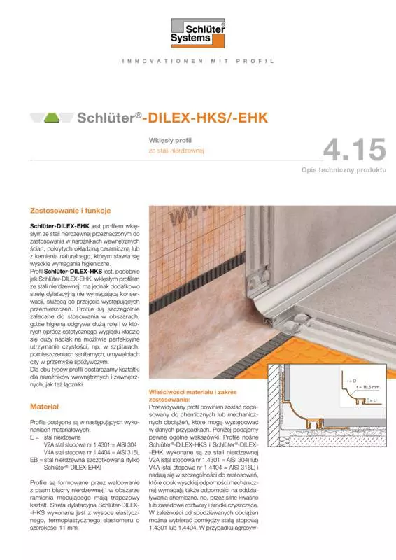 Schlüter-DILEX-HKS /-EHK | Opis techniczny produktu 4.15