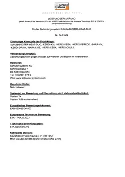 Schlüter-DITRA-HEAT-DUO - Leistungserklärung