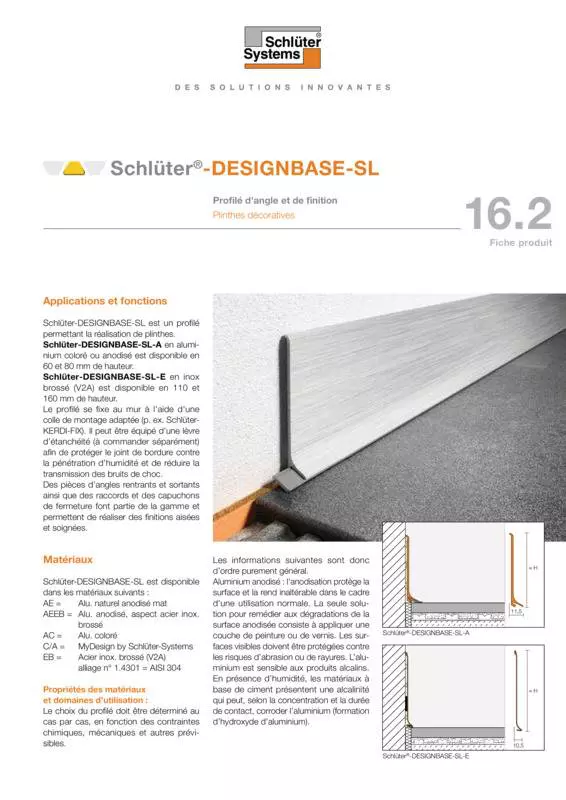Schlüter-DESIGNBASE-SL | Fiche produit 16.2