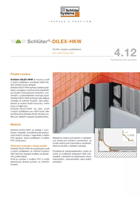 Schlüter-DILEX-HKW | Technický list výrobku 4.12
