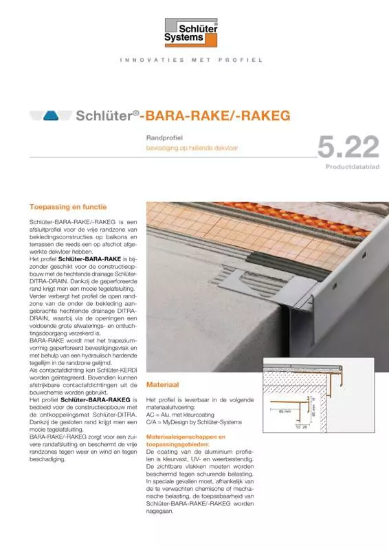 Schlüter-BARA-RAKE /-RAKEG | Productdatablad 5.22