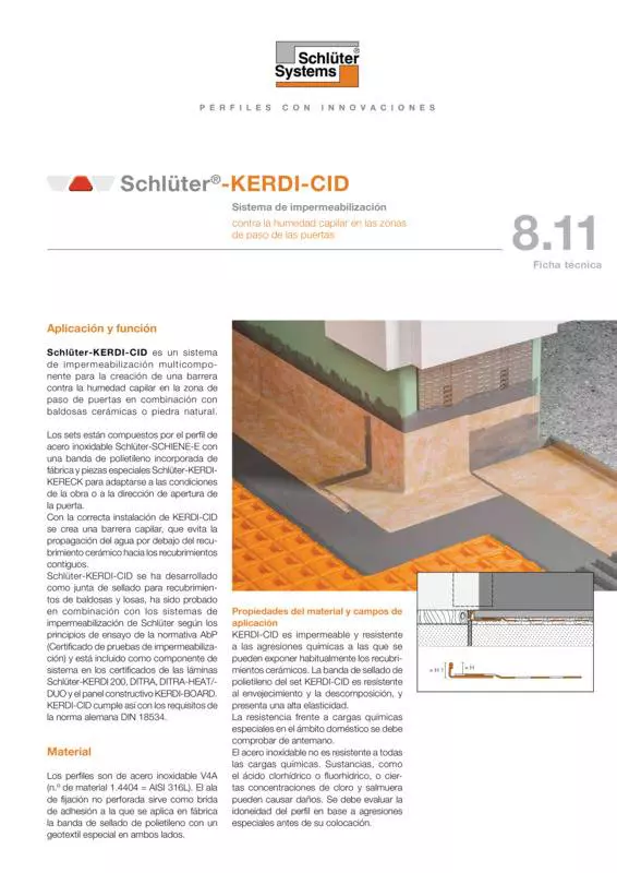 Schlüter-KERDI-CID | Ficha Técnica 8.11