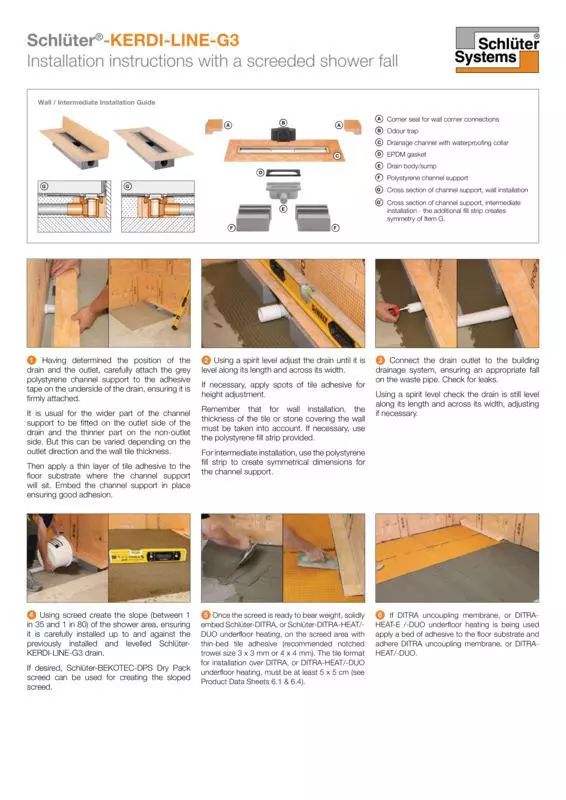 Schlüter-KERDI-LINE-G3 | Installation instructions (screeded fall)