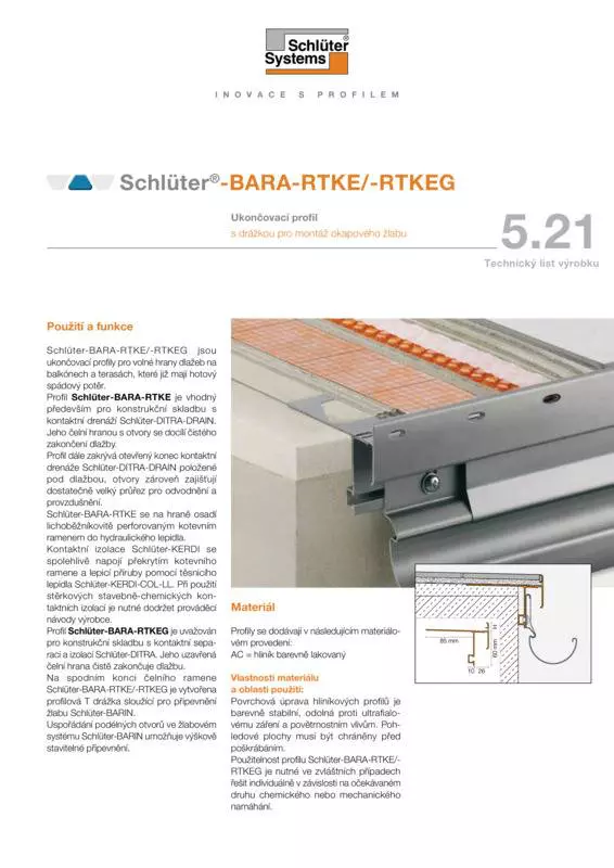 Schlüter-BARA-RTKE /-RTKEG | Technický list výrobku 5.21
