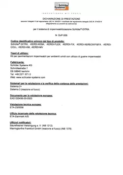 Schlüter-DITRA DoP-009 - Dichiarazione di Prestazione
