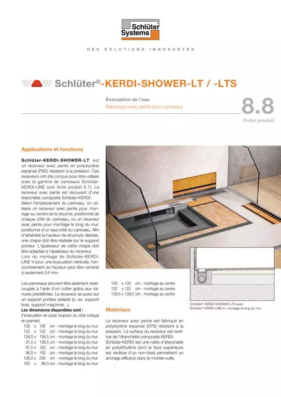 Schlüter-KERDI-SHOWER-LT /-LTS | Fiche produit 8.8
