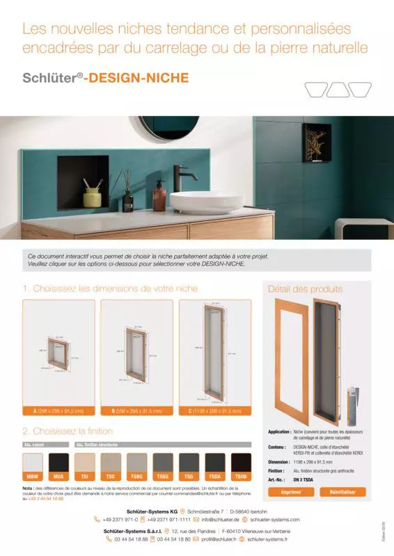 Schlüter-DESIGN-NICHE | Aide à la sélection de produits