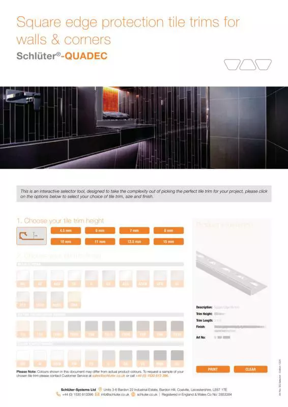 Schlüter-QUADEC | Product Selection Tool