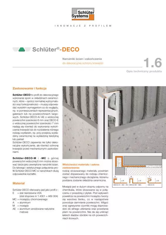 Schlüter-DECO | Opis techniczny produktu 1.6