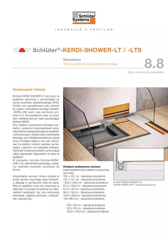 Schlüter-KERDI-SHOWER-LT /-LTS | Opis techniczny produktu 8.8