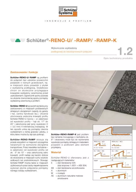 Schlüter-RENO-U /-RAMP /-RAMP-K | Opis techniczny produktu 1.2