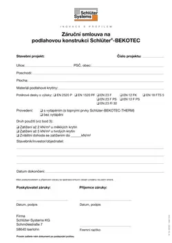Schlüter-BEKOTEC – Záruční smlouva Schlüter-BEKOTEC – Záruční smlouva