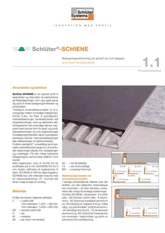 Schlüter-SCHIENE | Produktdatablad 1.1