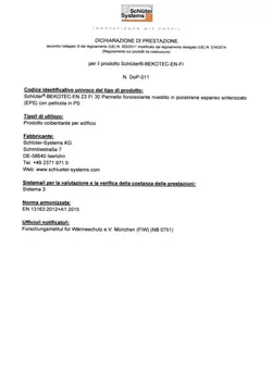 Schlüter-BEKOTEC-EN-FI DoP-011 – Dichiarazione di prestazione Schlüter-BEKOTEC-EN-FI DoP-011 – Dichiarazione di prestazione