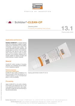 Schlüter-CLEAN-CP | Product data sheet 13.1