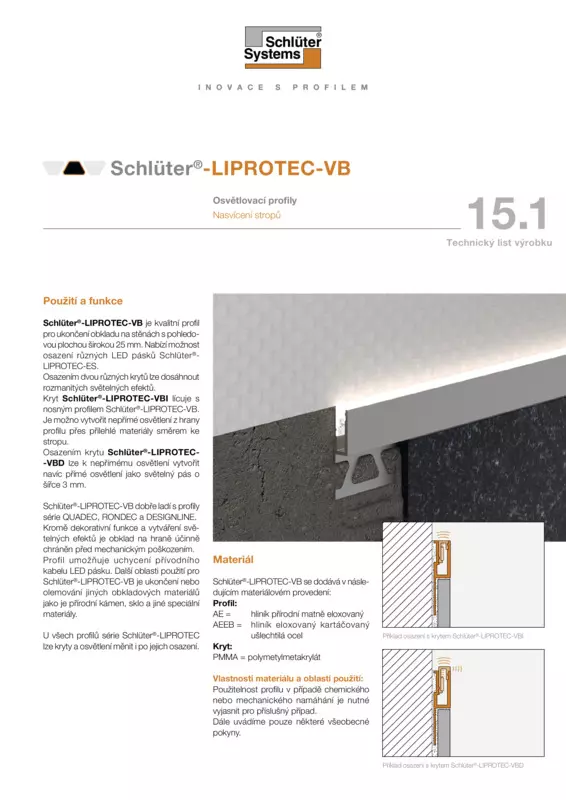 Schlüter-LIPROTEC-VB | Technický list výrobku 15.1