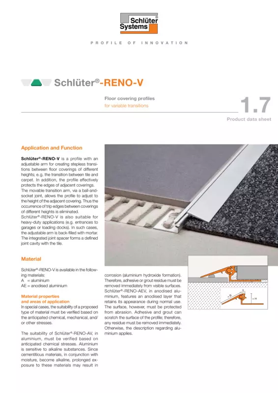 Schlüter-RENO-V | Product data sheet 1.7
