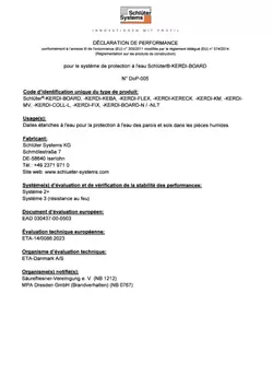 Schlüter-KERDI-BOARD - Déclaration de performances