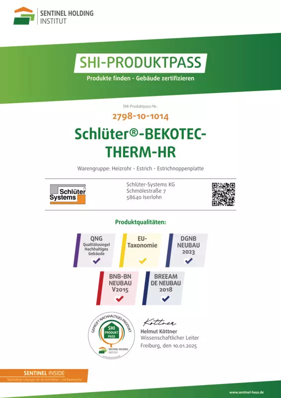 Schlüter-BEKOTEC-THERM-HR - SHI-Produktpass
