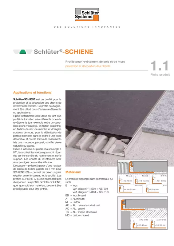 Schlüter-SCHIENE | Fiche produit 1.1
