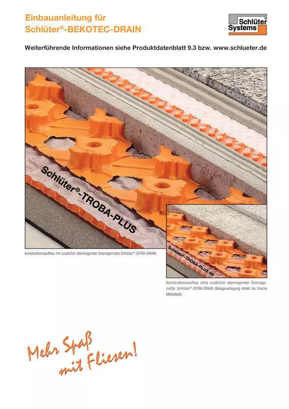 Schlüter-BEKOTEC-DRAIN - Instructions de montage