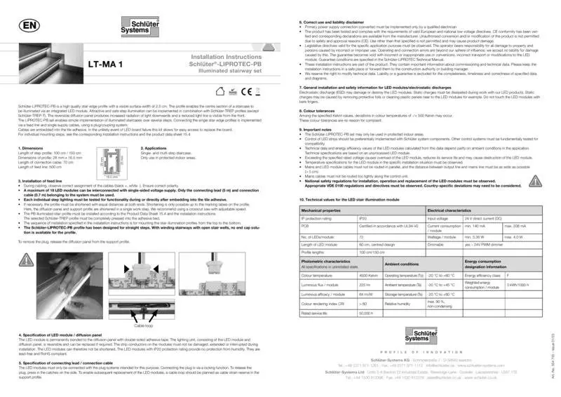 Schlüter-LIPROTEC-PB LT-MA 1 - Illuminated stairway set | Installation Instructions