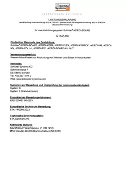Schlüter-KERDI-BOARD - Leistungserklärung