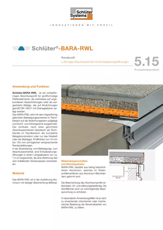 Schlüter-BARA-RWL | Produktdatenblatt 5.15