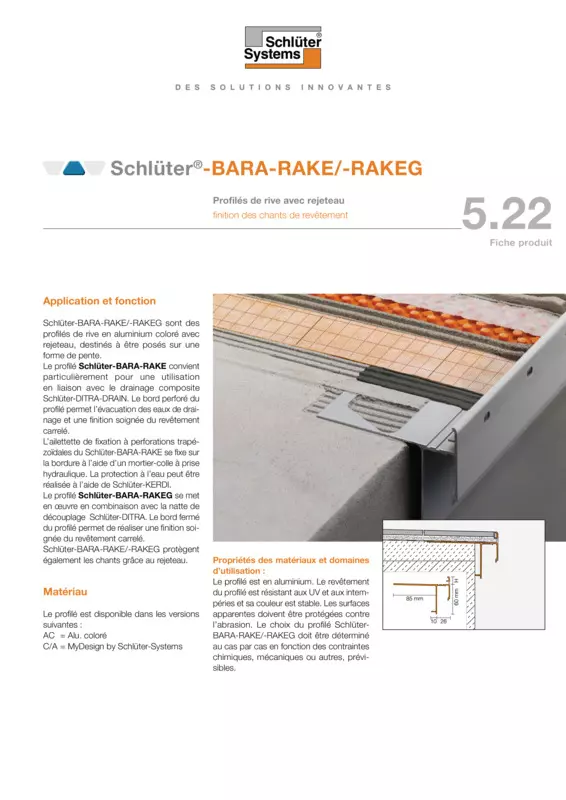 Schlüter-BARA-RAKE /-RAKEG I Fiche produit 5.22