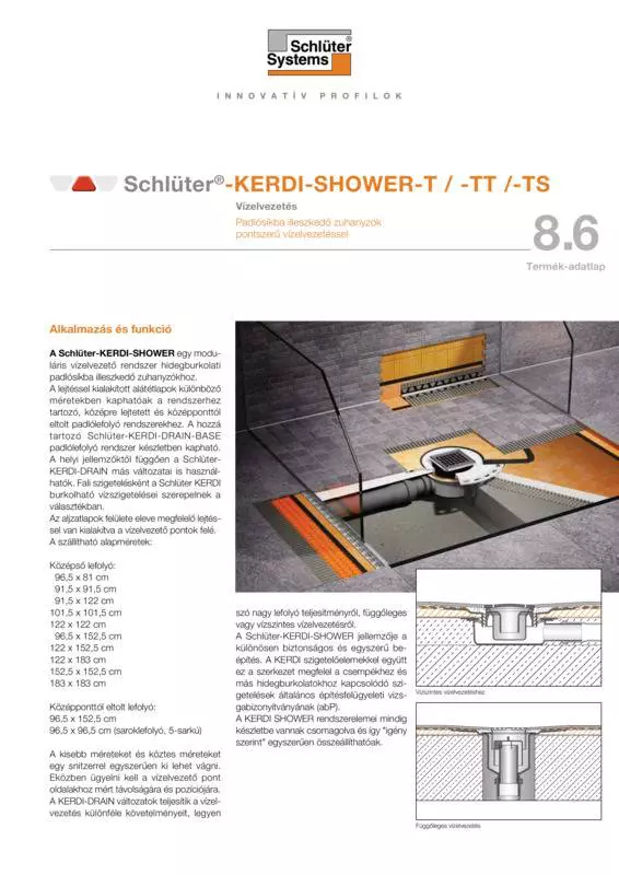 Schlüter-KERDI-SHOWER-T /-TT /-TS | Termék adatlap 8.6