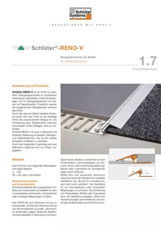 Schlüter-RENO-V | Produktdatenblatt 1.7