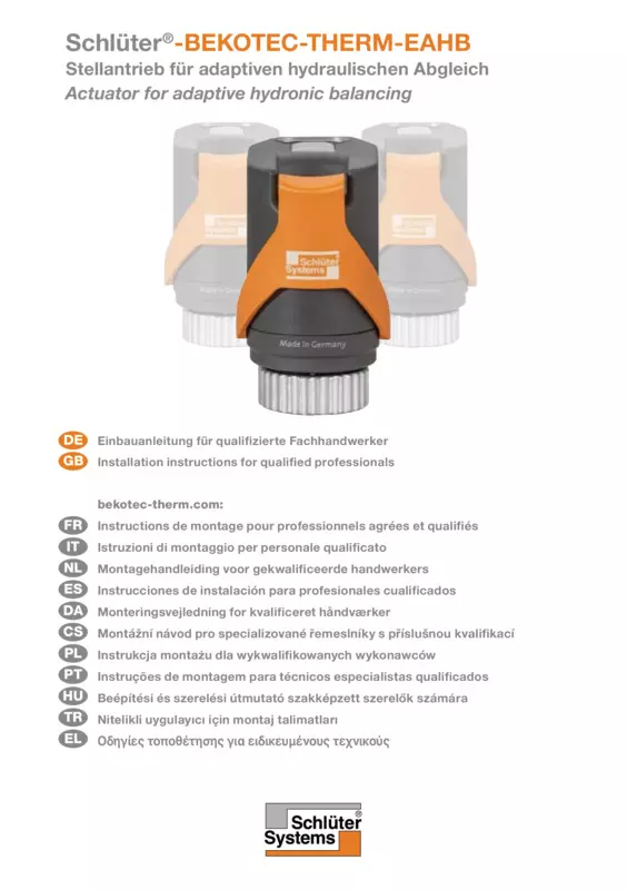 Schlüter-BEKOTEC-THERM-EAHB - Stellantrieb | Einbauanleitung