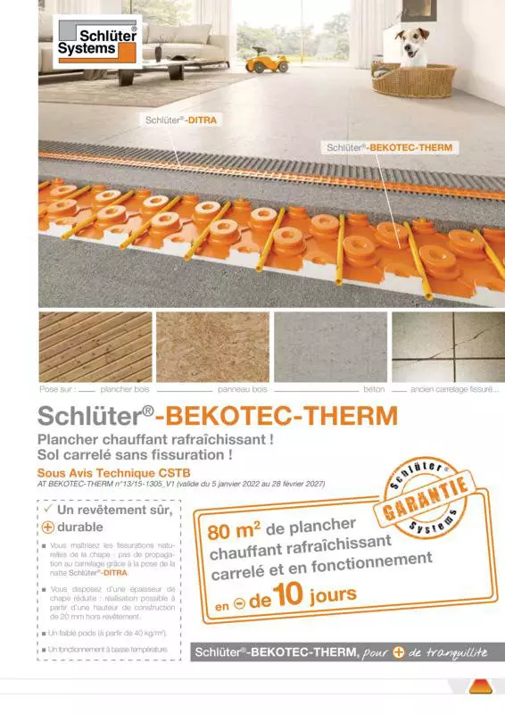 Schlüter-BEKOTEC-THERM - Plancher chauffant rafraîchissant, sol carrelé sans fissuration