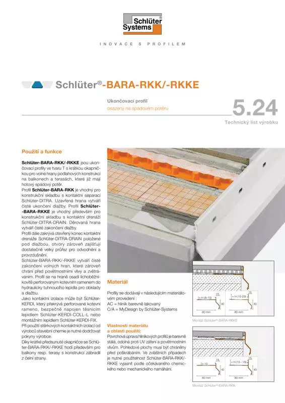Schlüter-BARA-RKK /-RKKE | Technický list výrobku 5.24