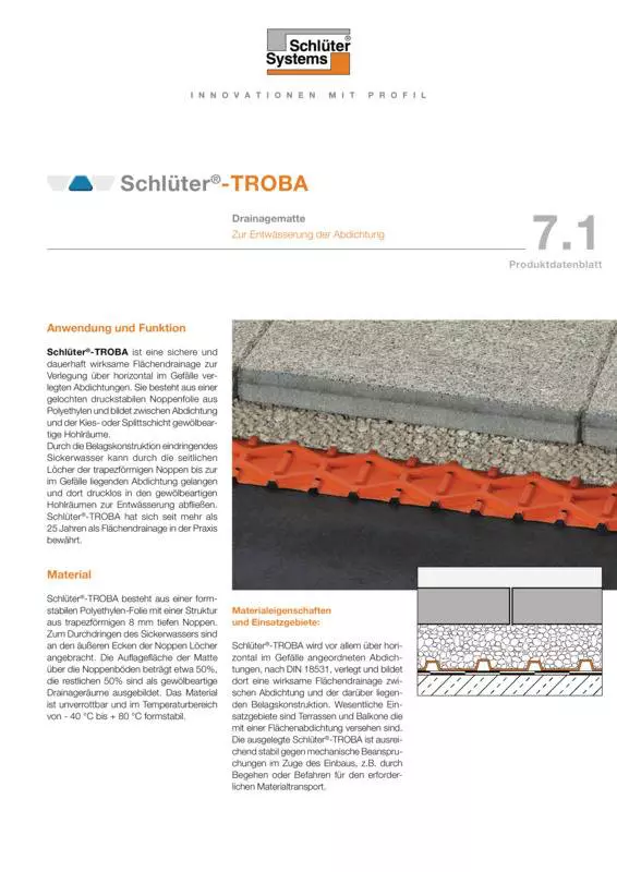Schlüter-TROBA | Produktdatenblatt 7.1