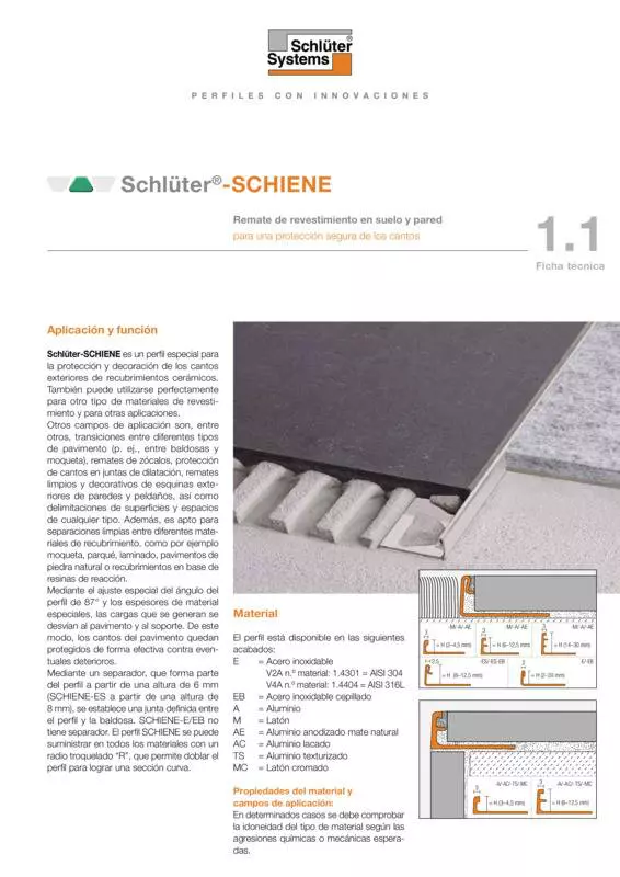 Schlüter-SCHIENE | Ficha Técnica 1.1