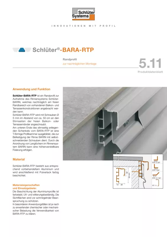 Schlüter-BARA-RTP | Produktdatenblatt 5.11