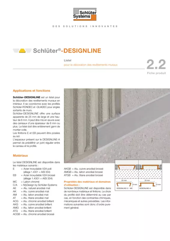 Schlüter-DESIGNLINE | Fiche produit 2.2