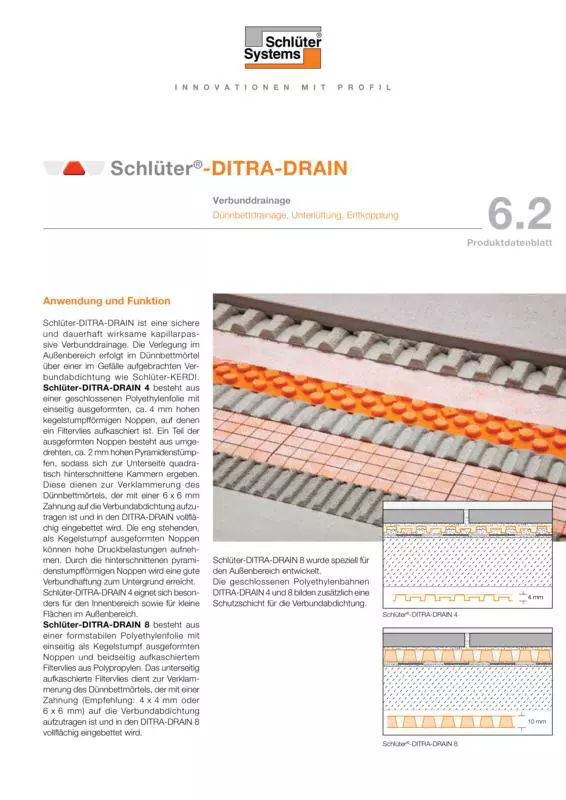 Schlüter-DITRA-DRAIN | Produktdatenblatt 6.2
