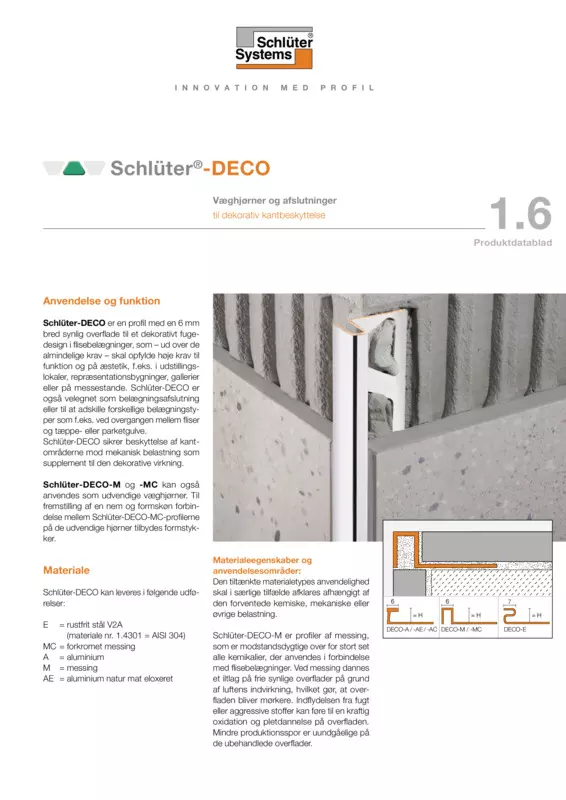 Schlüter-DECO | Produktdatablad 1.6