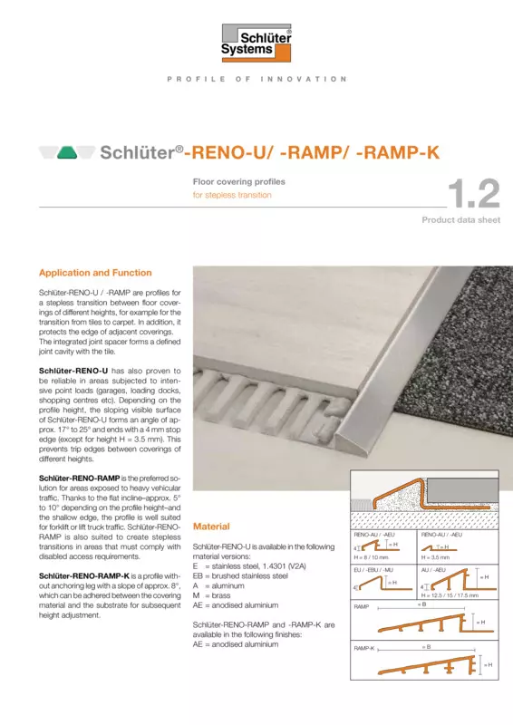 Schlüter-RENO-U /-RAMP /-RAMP-K | Product data sheet 1.2