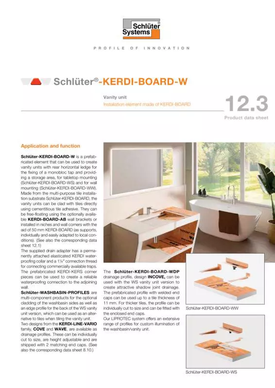 Schlüter-KERDI-BOARD-W | Product data sheet 12.3