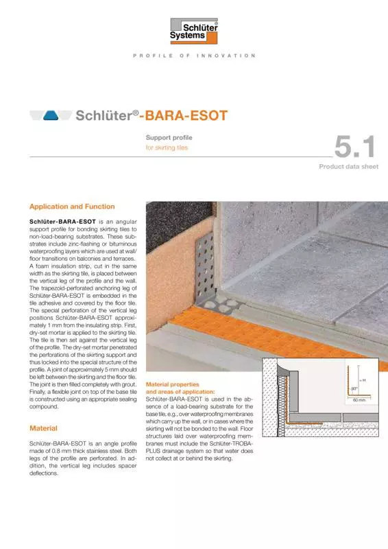 Schlüter-BARA-ESOT | Product data sheet 5.1