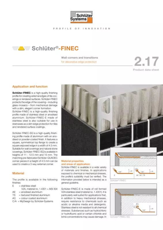 Schlüter-FINEC | Product data sheet 2.17