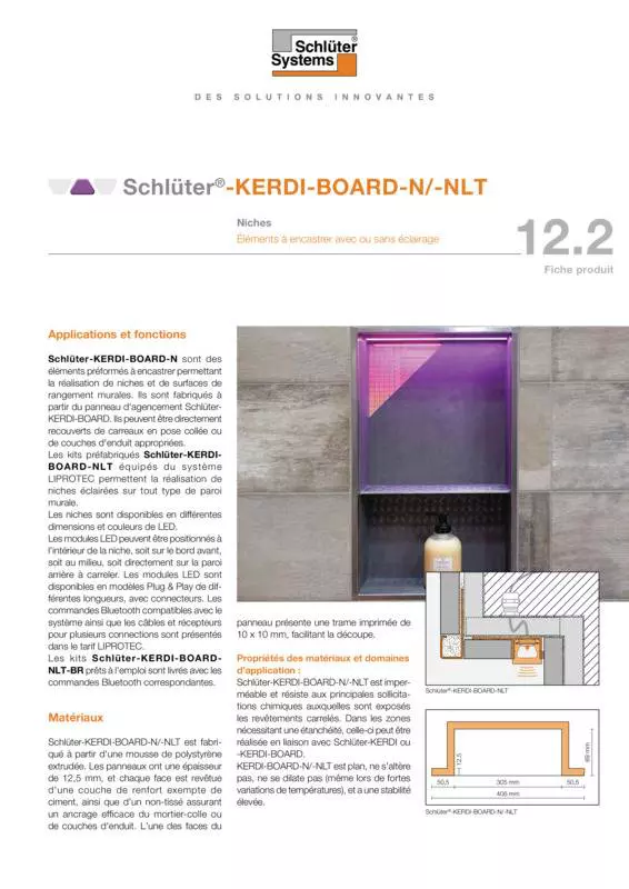 Schlüter-KERDI-BOARD-N /-NLT | Fiche produit 12.2
