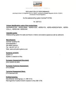 Schlüter-DITRA DoP-012 - Declaration of performance